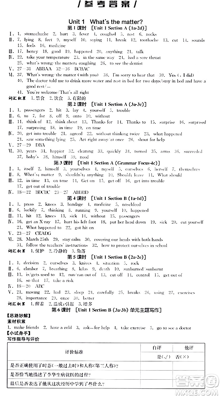 北京時(shí)代華文書局2024年春全品作業(yè)本八年級(jí)英語下冊(cè)人教版陜西專版答案