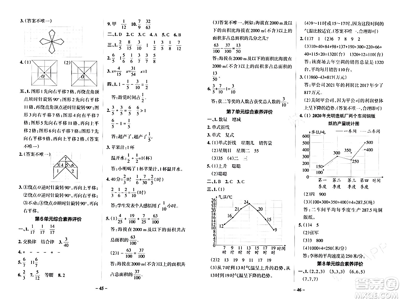 遼寧教育出版社2024年春PASS小學(xué)學(xué)霸作業(yè)本五年級(jí)數(shù)學(xué)下冊(cè)人教版答案