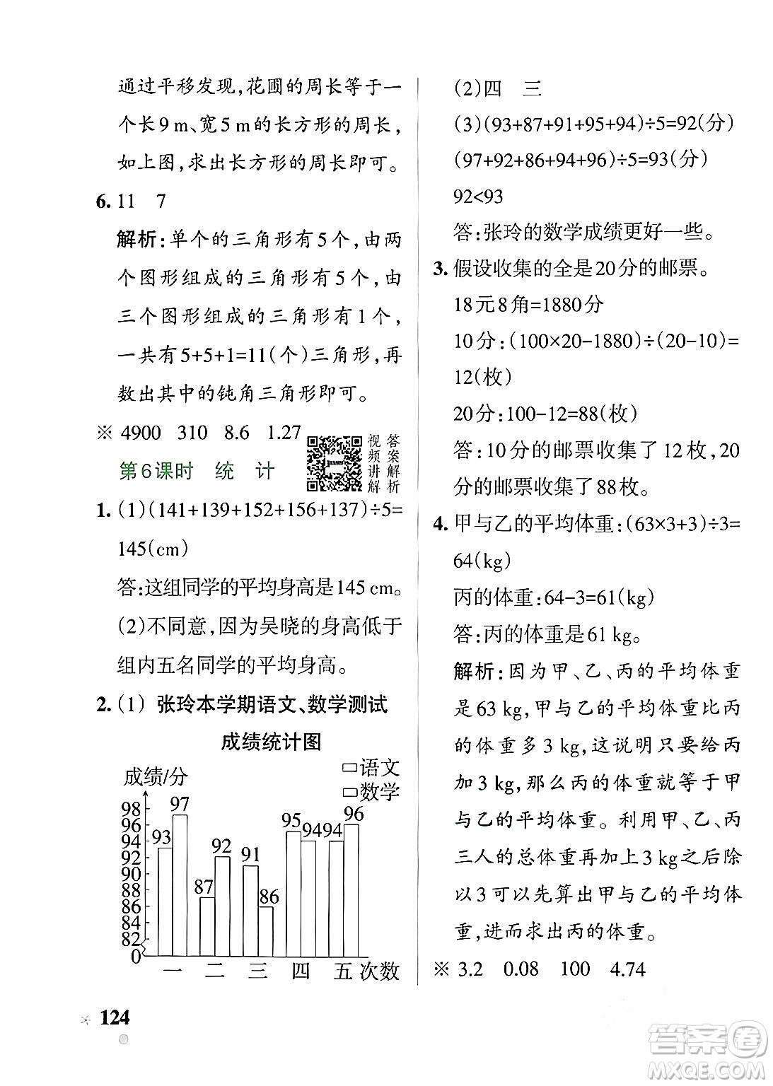 遼寧教育出版社2024年春PASS小學(xué)學(xué)霸作業(yè)本四年級數(shù)學(xué)下冊人教版答案