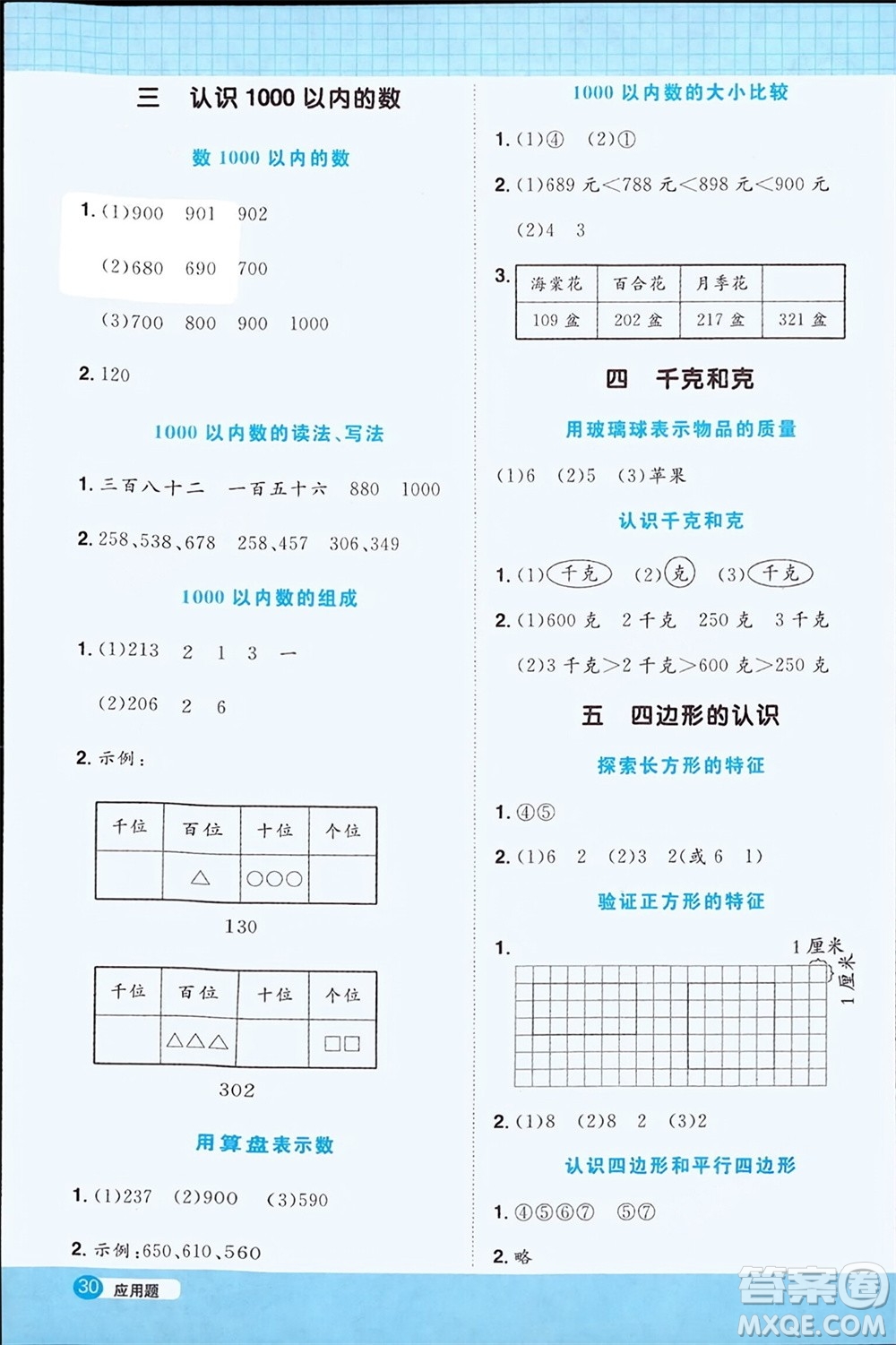 江西教育出版社2024年春陽光同學計算小達人二年級數(shù)學下冊冀教版參考答案