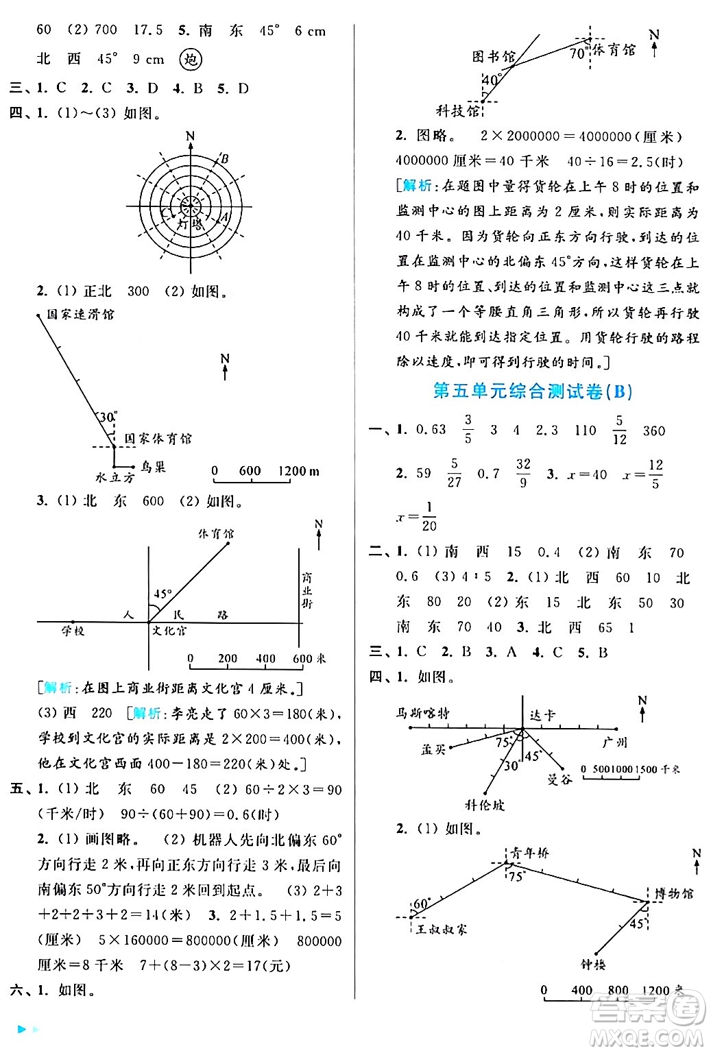 北京教育出版社2024年春亮點(diǎn)給力大試卷六年級(jí)數(shù)學(xué)下冊(cè)江蘇版答案