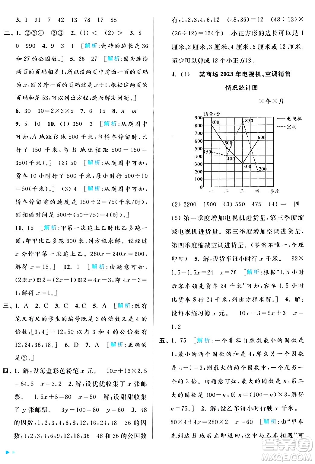 北京教育出版社2024年春亮點給力大試卷五年級數(shù)學下冊江蘇版答案