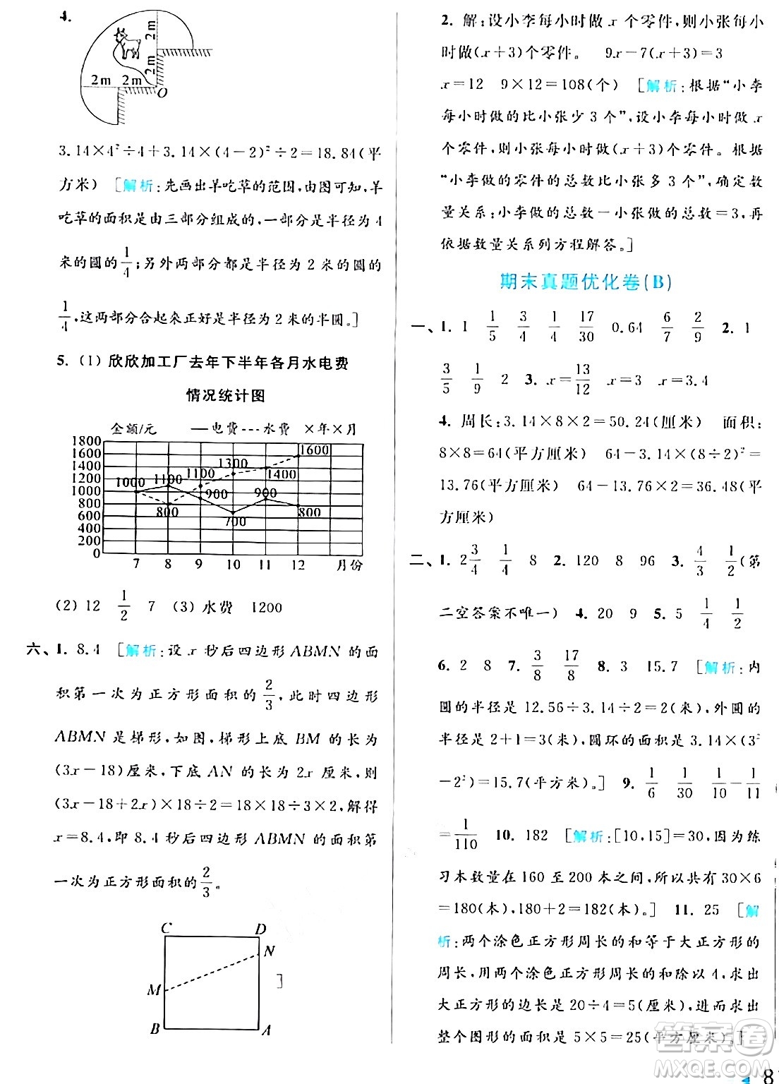 北京教育出版社2024年春亮點給力大試卷五年級數(shù)學下冊江蘇版答案