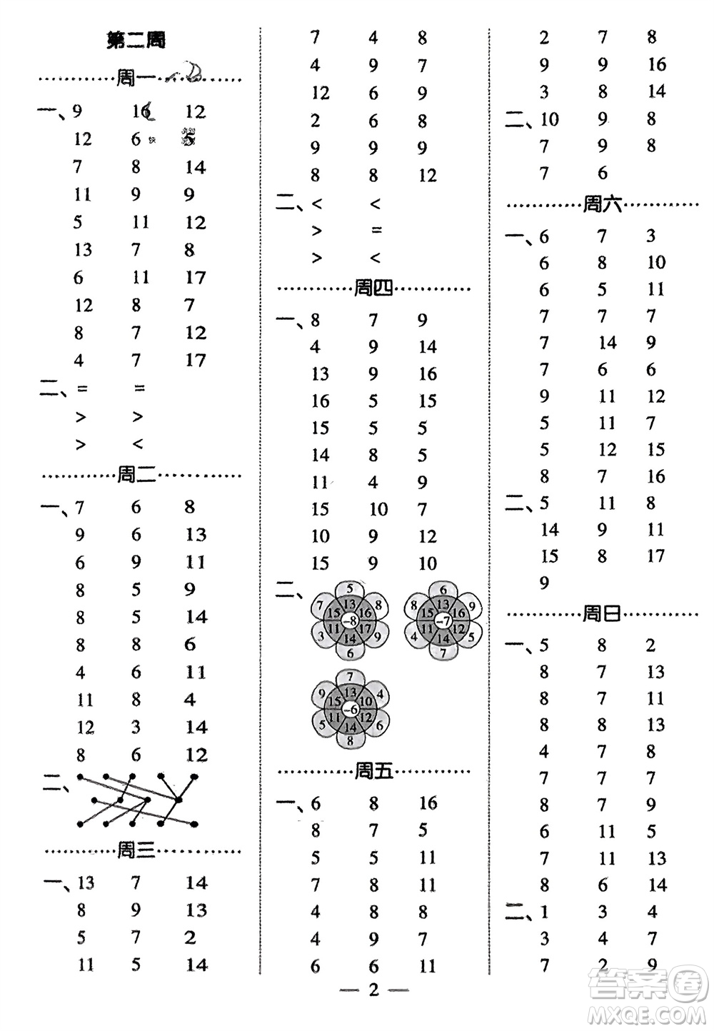 河海大學(xué)出版社2024年春經(jīng)綸學(xué)霸計(jì)算小能手一年級數(shù)學(xué)下冊江蘇版參考答案