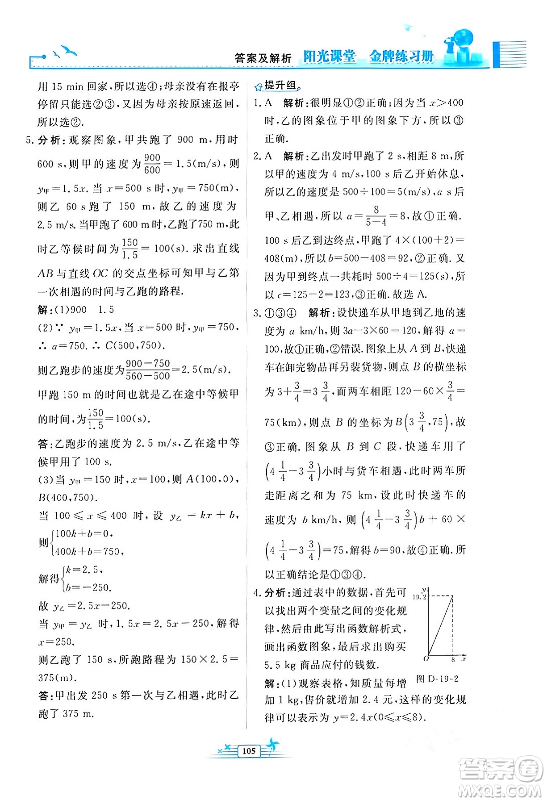 人民教育出版社2024年春陽(yáng)光課堂金牌練習(xí)冊(cè)八年級(jí)數(shù)學(xué)下冊(cè)人教版福建專版答案