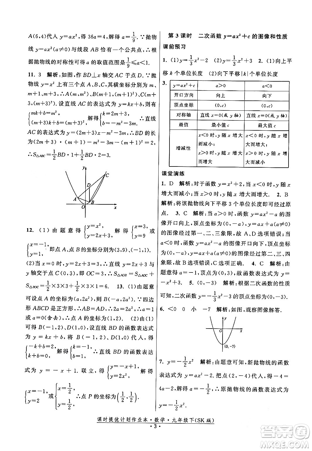 江蘇人民出版社2024年春課時提優(yōu)計劃作業(yè)本九年級數(shù)學下冊蘇科版答案