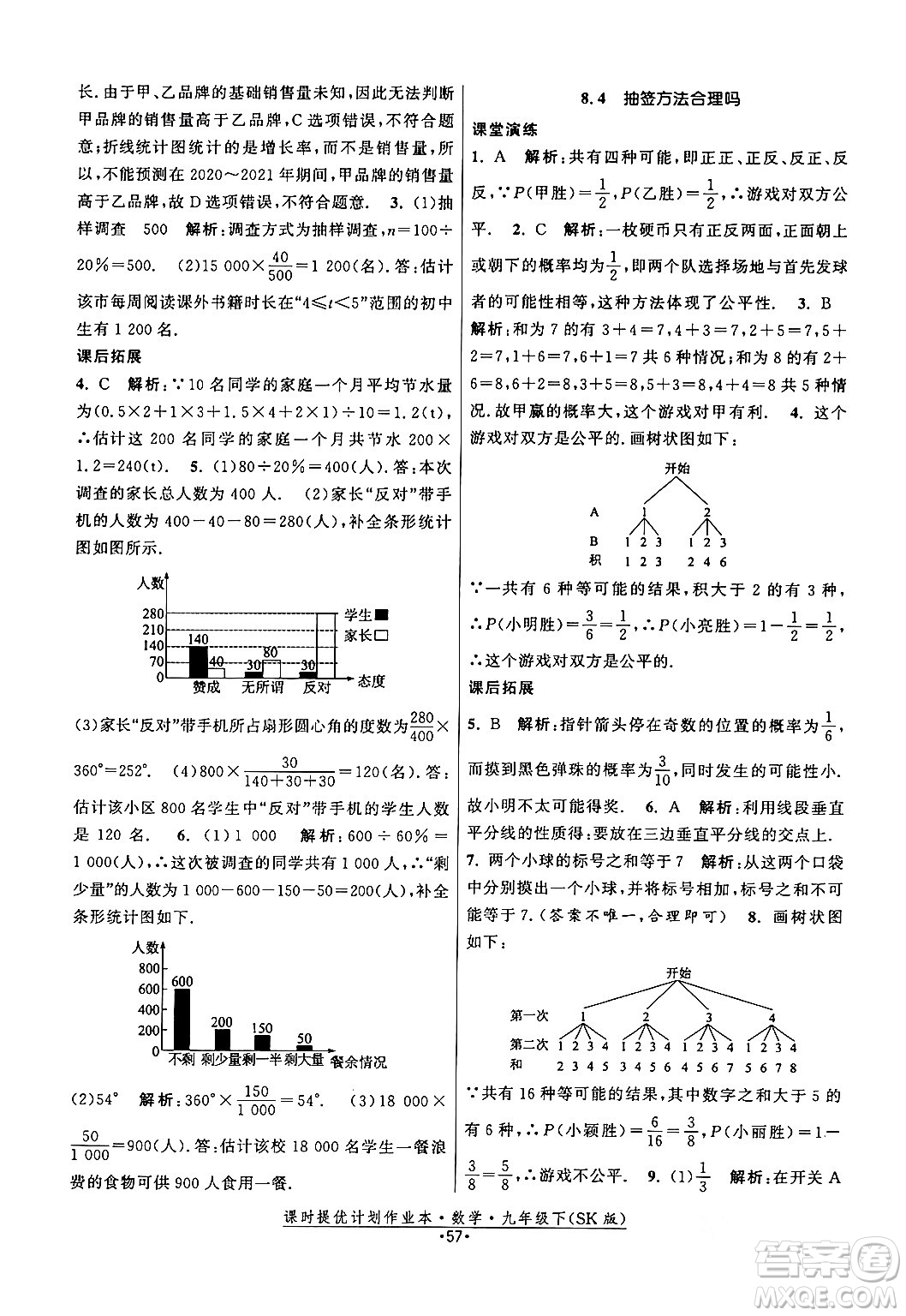 江蘇人民出版社2024年春課時提優(yōu)計劃作業(yè)本九年級數(shù)學下冊蘇科版答案