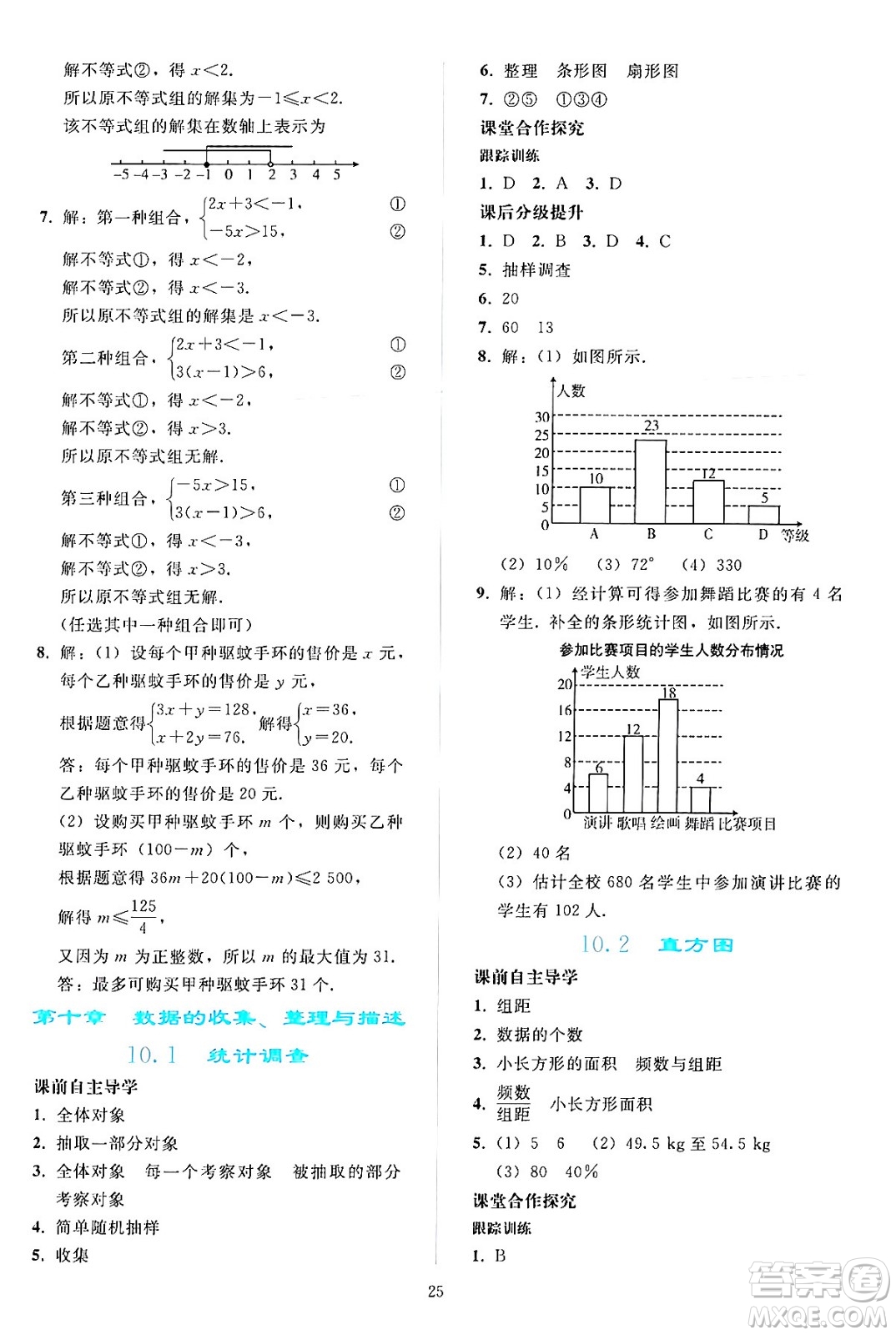 人民教育出版社2024年春同步輕松練習(xí)七年級(jí)數(shù)學(xué)下冊(cè)人教版答案