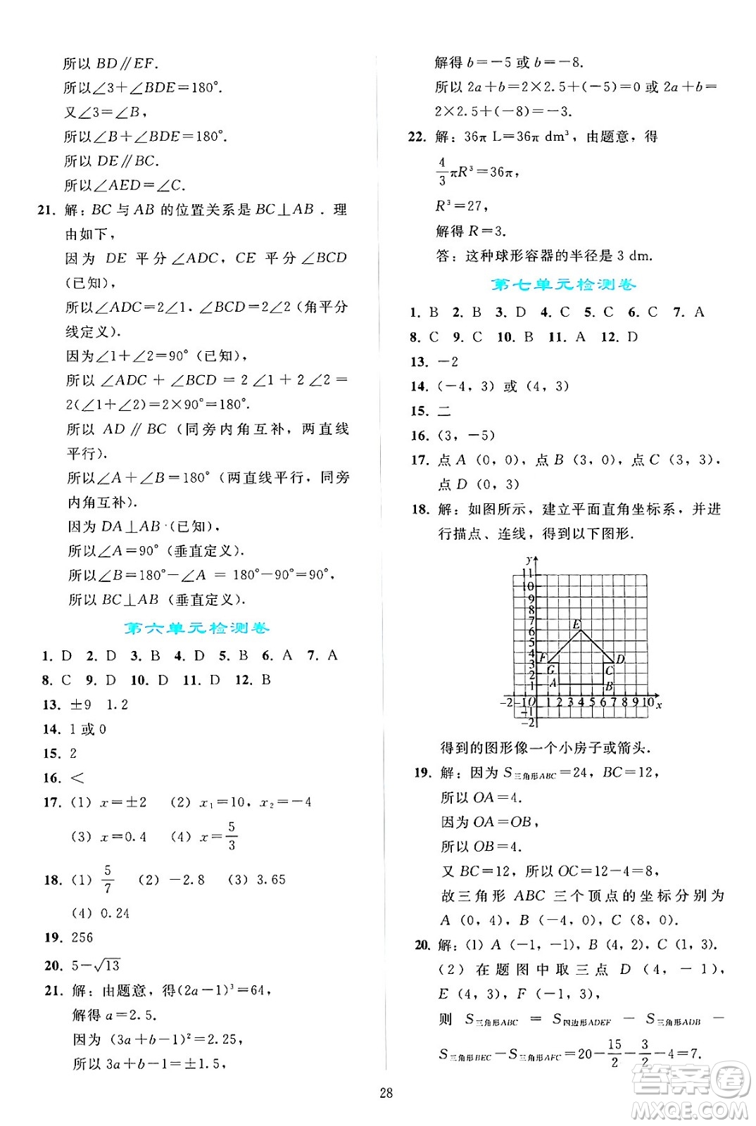 人民教育出版社2024年春同步輕松練習(xí)七年級(jí)數(shù)學(xué)下冊(cè)人教版答案
