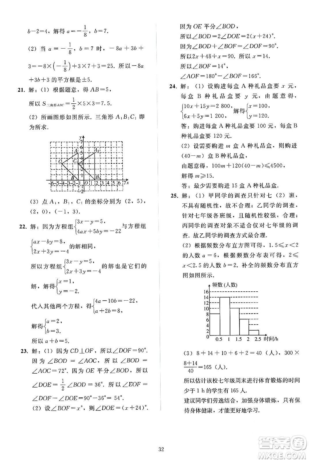 人民教育出版社2024年春同步輕松練習(xí)七年級(jí)數(shù)學(xué)下冊(cè)人教版答案