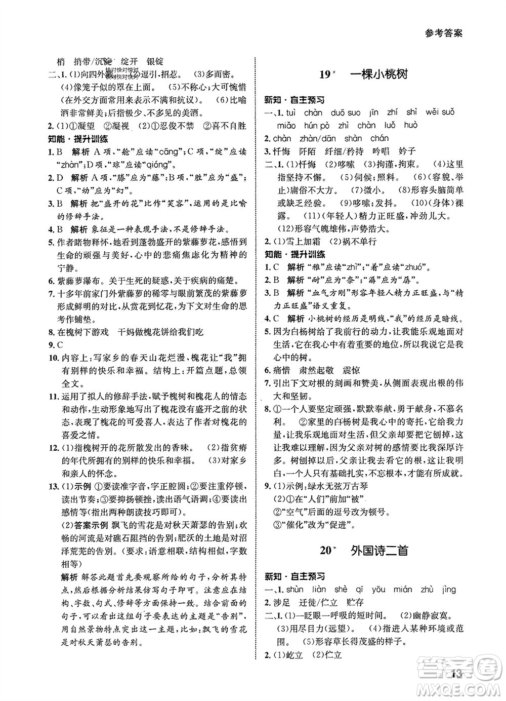 甘肅少年兒童出版社2024年春配套綜合練習(xí)七年級(jí)語(yǔ)文下冊(cè)人教版參考答案