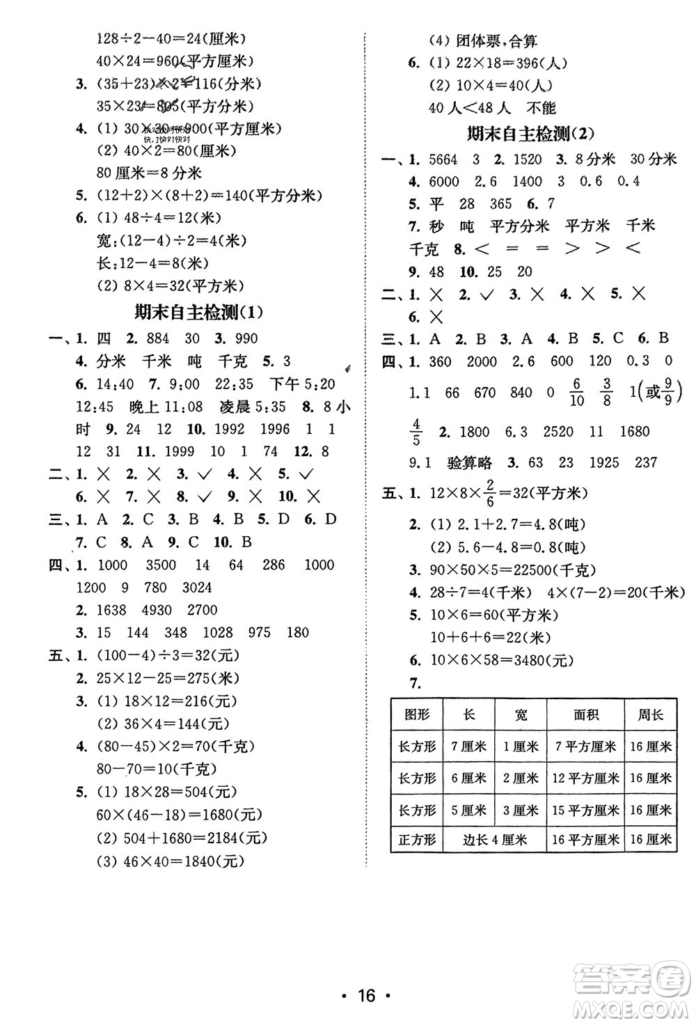 江蘇鳳凰美術(shù)出版社2024年春創(chuàng)新課時作業(yè)本三年級數(shù)學(xué)下冊江蘇版參考答案