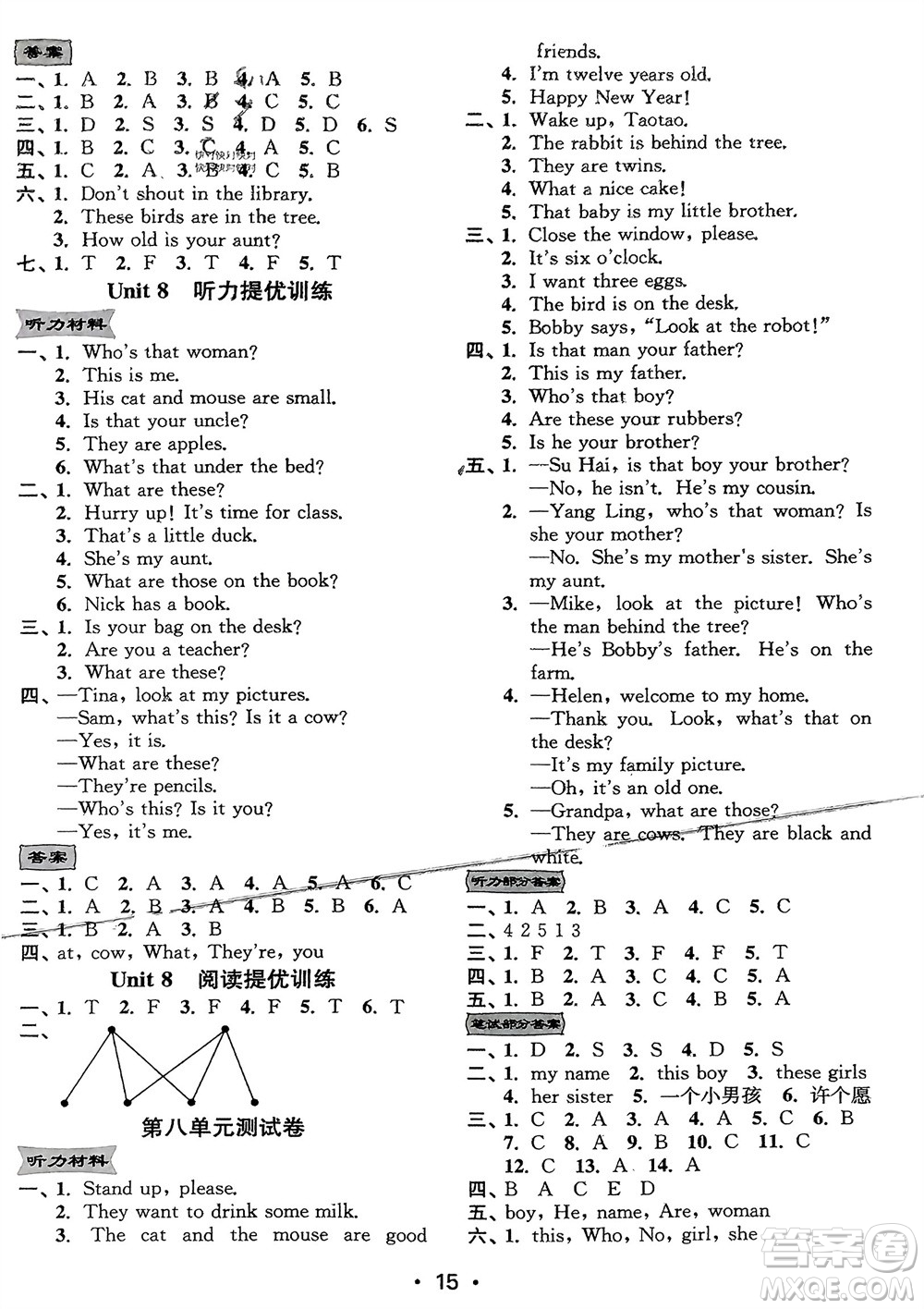 江蘇鳳凰美術(shù)出版社2024年春創(chuàng)新課時(shí)作業(yè)本三年級(jí)英語下冊江蘇版參考答案