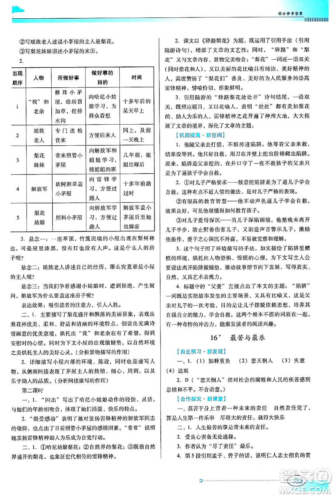 廣東教育出版社2024年春南方新課堂金牌學(xué)案七年級語文人教版答案