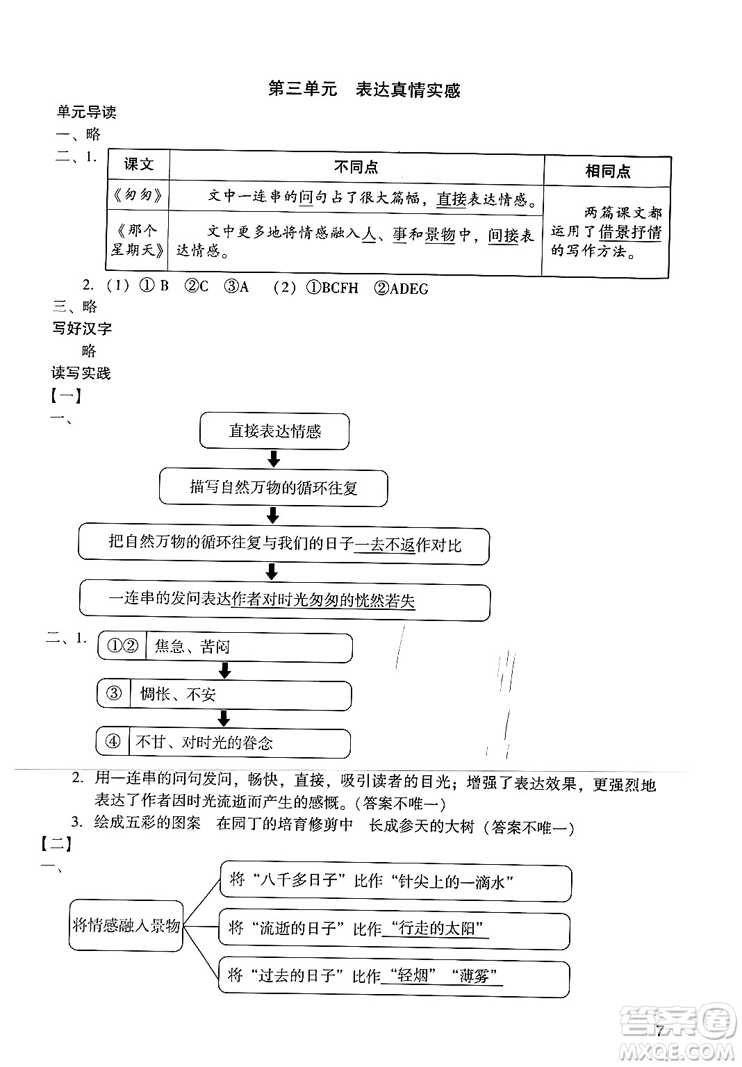 廣州出版社2024年春陽光學業(yè)評價六年級語文下冊人教版答案