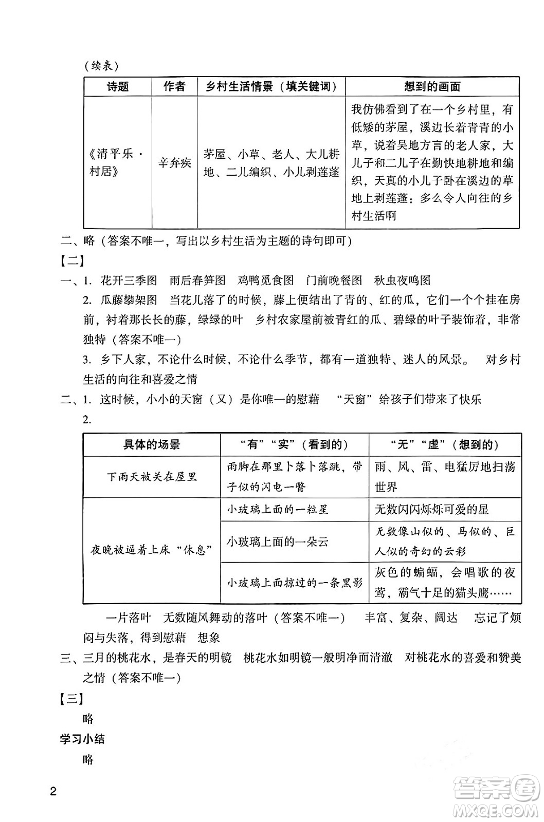 廣州出版社2024年春陽光學(xué)業(yè)評價四年級語文下冊人教版答案