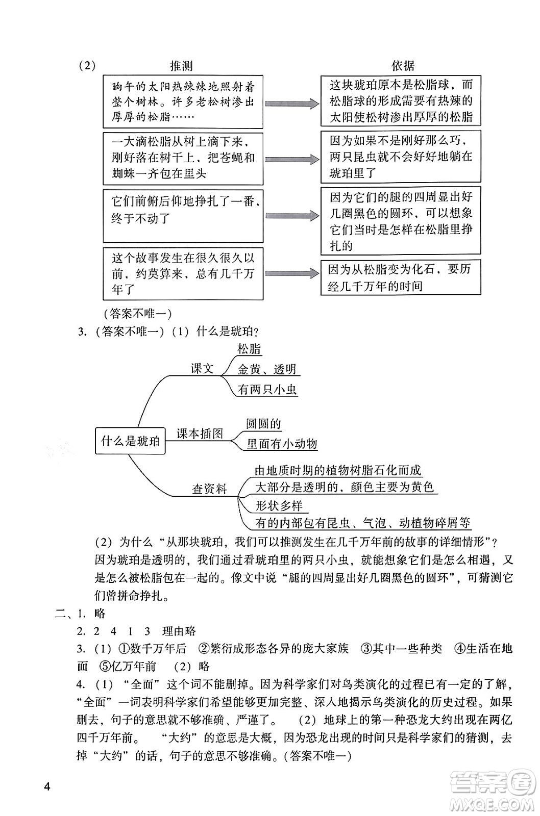 廣州出版社2024年春陽光學(xué)業(yè)評價四年級語文下冊人教版答案