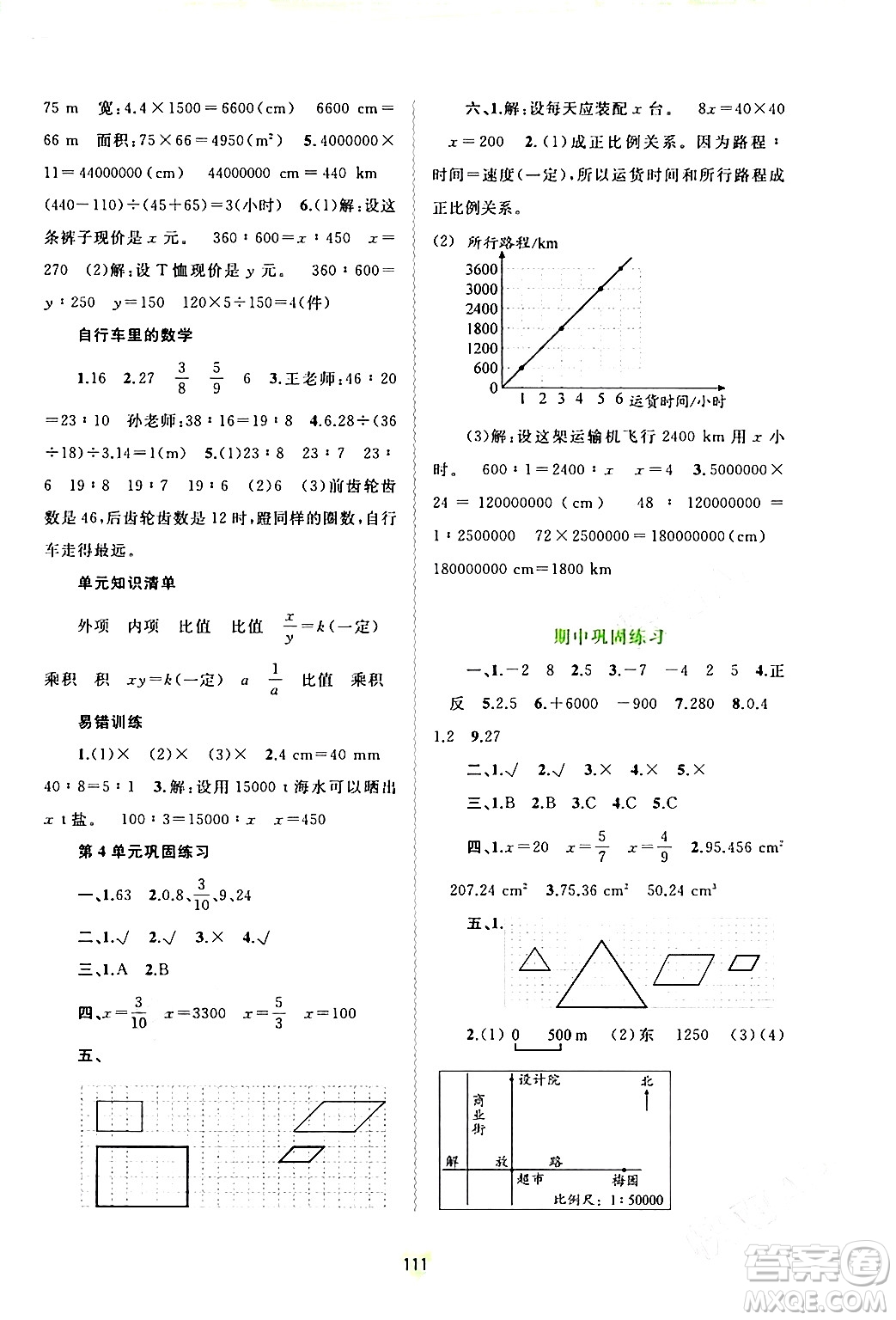 廣西師范大學(xué)出版社2024年春新課程學(xué)習(xí)與測(cè)評(píng)同步學(xué)習(xí)六年級(jí)數(shù)學(xué)下冊(cè)人教版答案