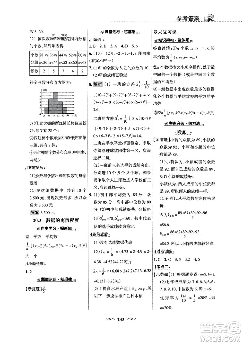 甘肅文化出版社2024年春配套綜合練習(xí)八年級數(shù)學(xué)下冊華東師大版參考答案