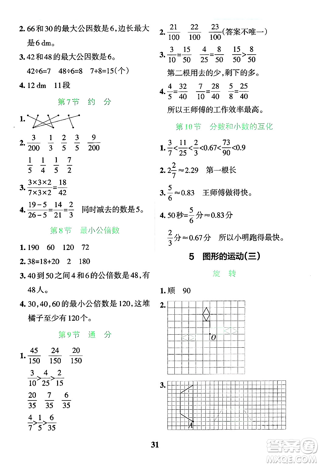 陜西師范大學出版總社有限公司2024年春小學學霸沖A卷五年級數(shù)學下冊人教版答案