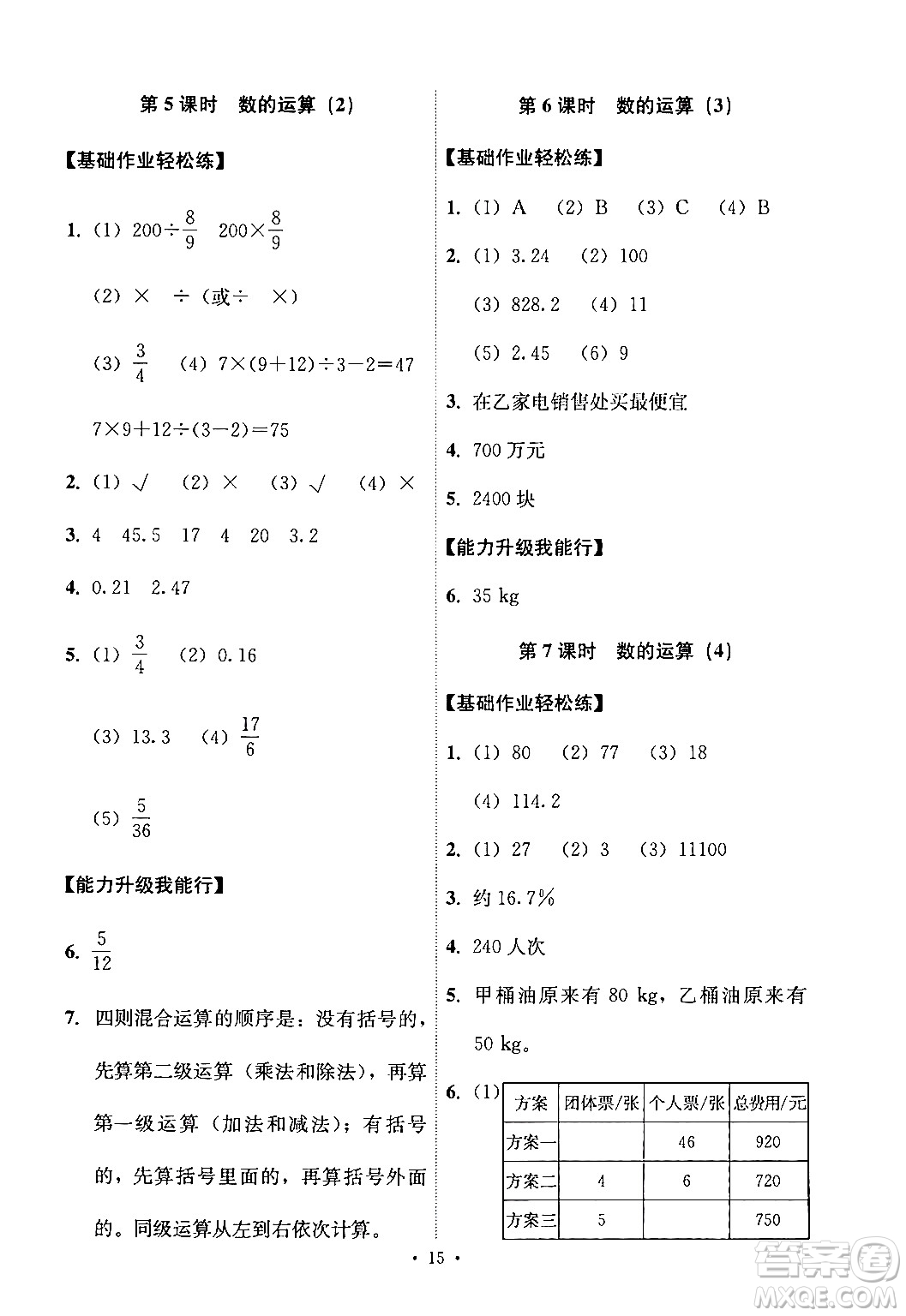 人民教育出版社2024年春能力培養(yǎng)與測試六年級(jí)數(shù)學(xué)下冊人教版新疆專版答案