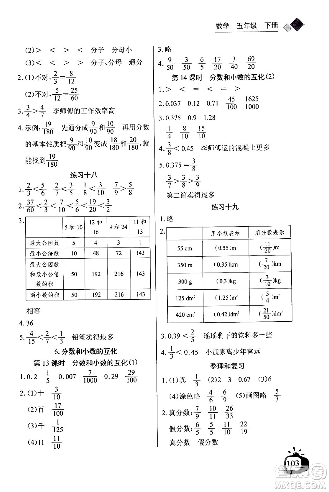 長(zhǎng)江少年兒童出版社2024年春長(zhǎng)江全能學(xué)案同步練習(xí)冊(cè)五年級(jí)數(shù)學(xué)下冊(cè)人教版答案