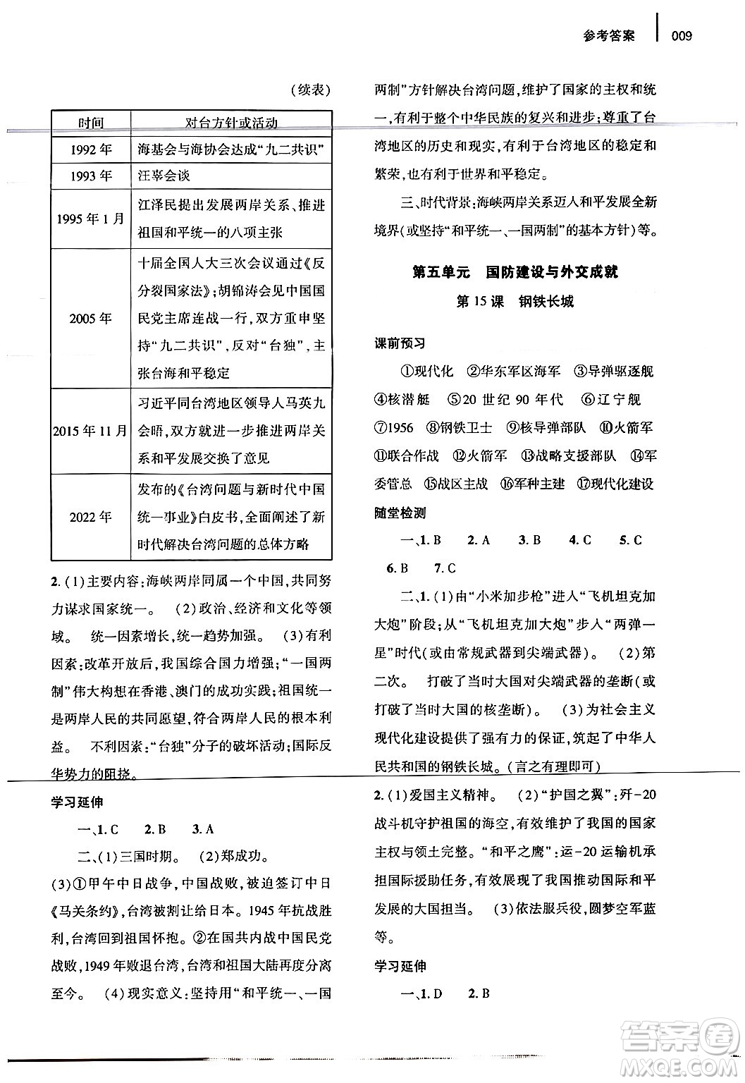 大象出版社2024年春基礎(chǔ)訓(xùn)練八年級歷史下冊人教版答案