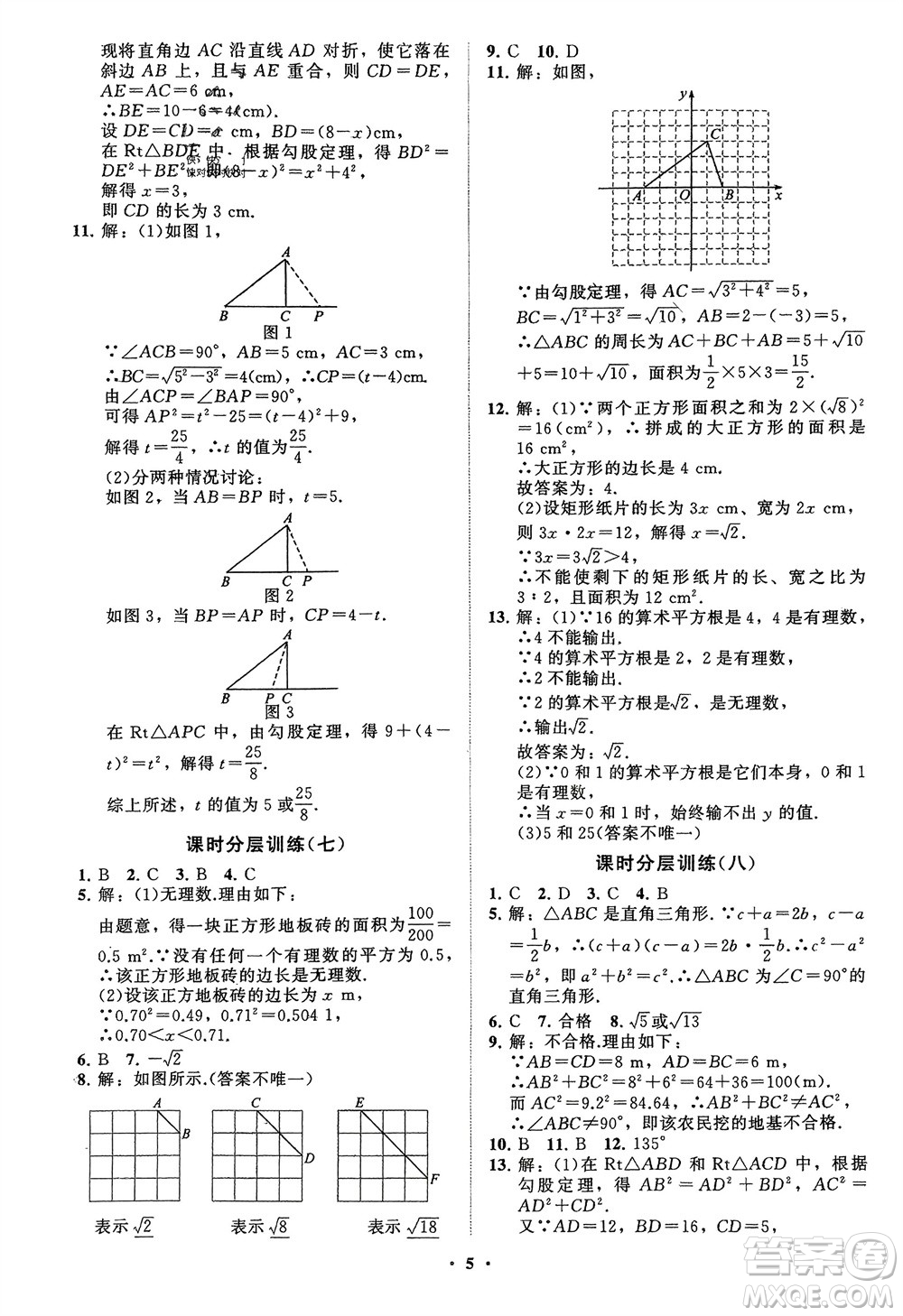山東教育出版社2024年春初中同步練習(xí)冊分層卷八年級(jí)數(shù)學(xué)下冊通用版參考答案
