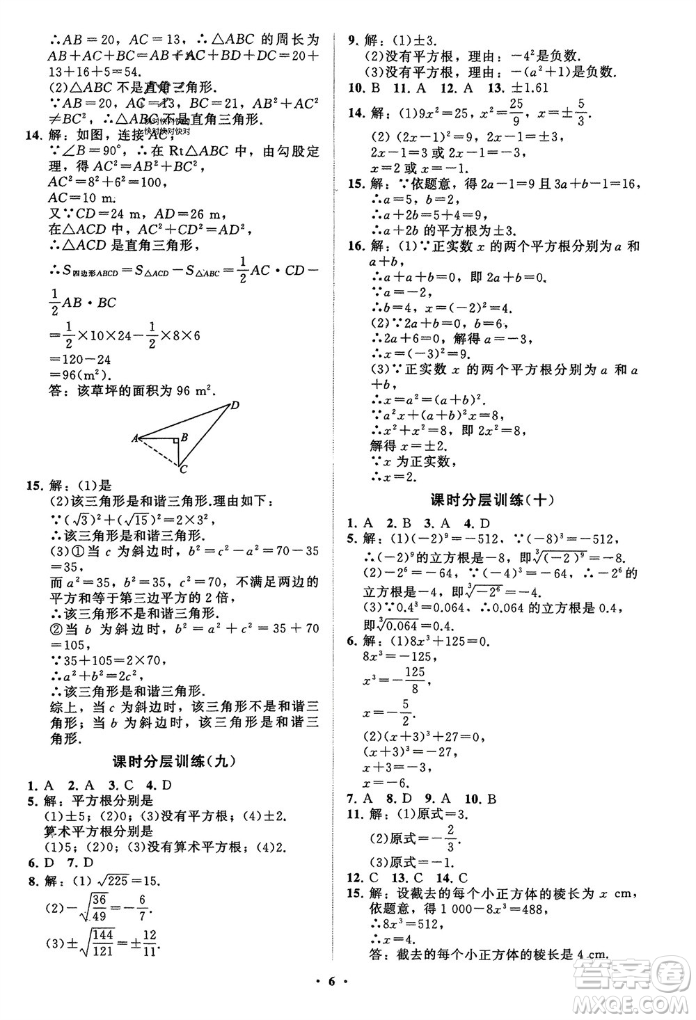 山東教育出版社2024年春初中同步練習(xí)冊分層卷八年級(jí)數(shù)學(xué)下冊通用版參考答案
