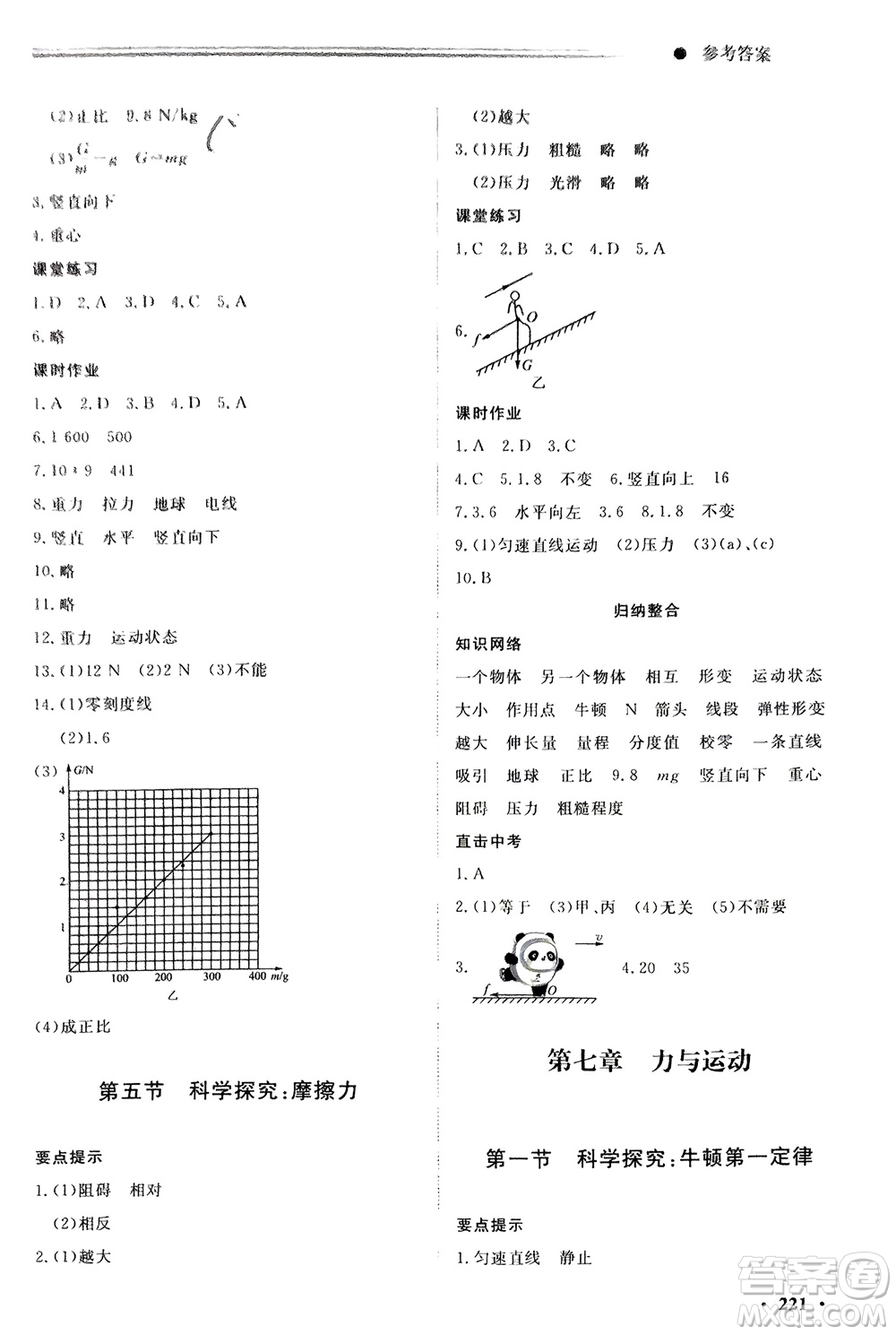 明天出版社2024初中同步練習(xí)冊(cè)分層卷八年級(jí)物理全冊(cè)滬科版參考答案