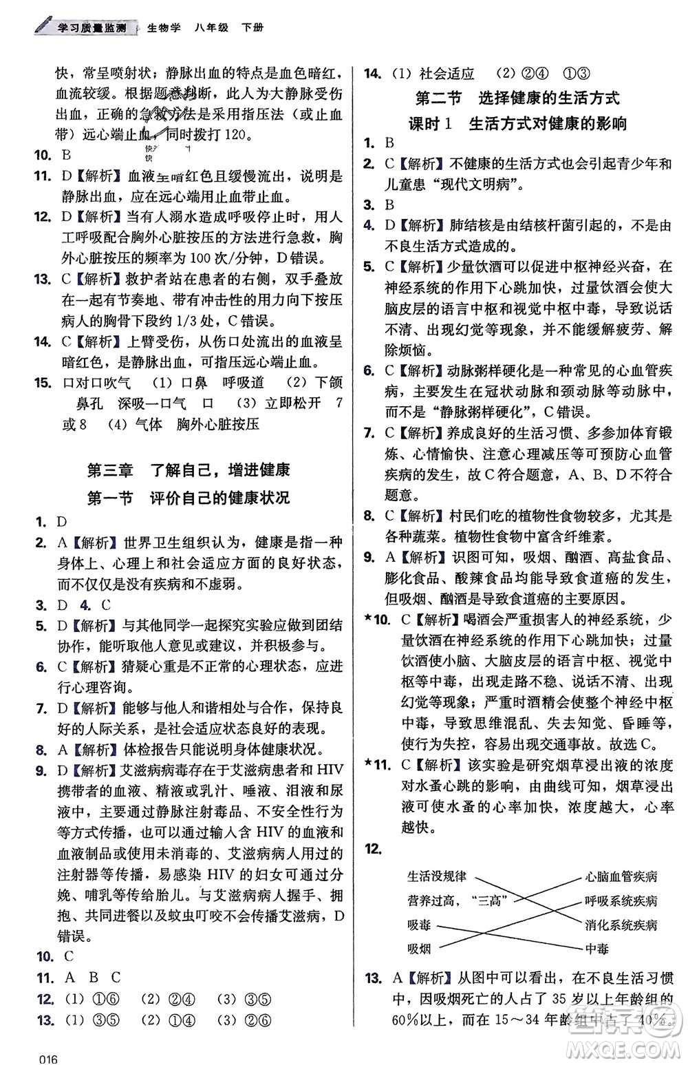 天津教育出版社2024年春學(xué)習(xí)質(zhì)量監(jiān)測(cè)八年級(jí)生物下冊(cè)人教版參考答案