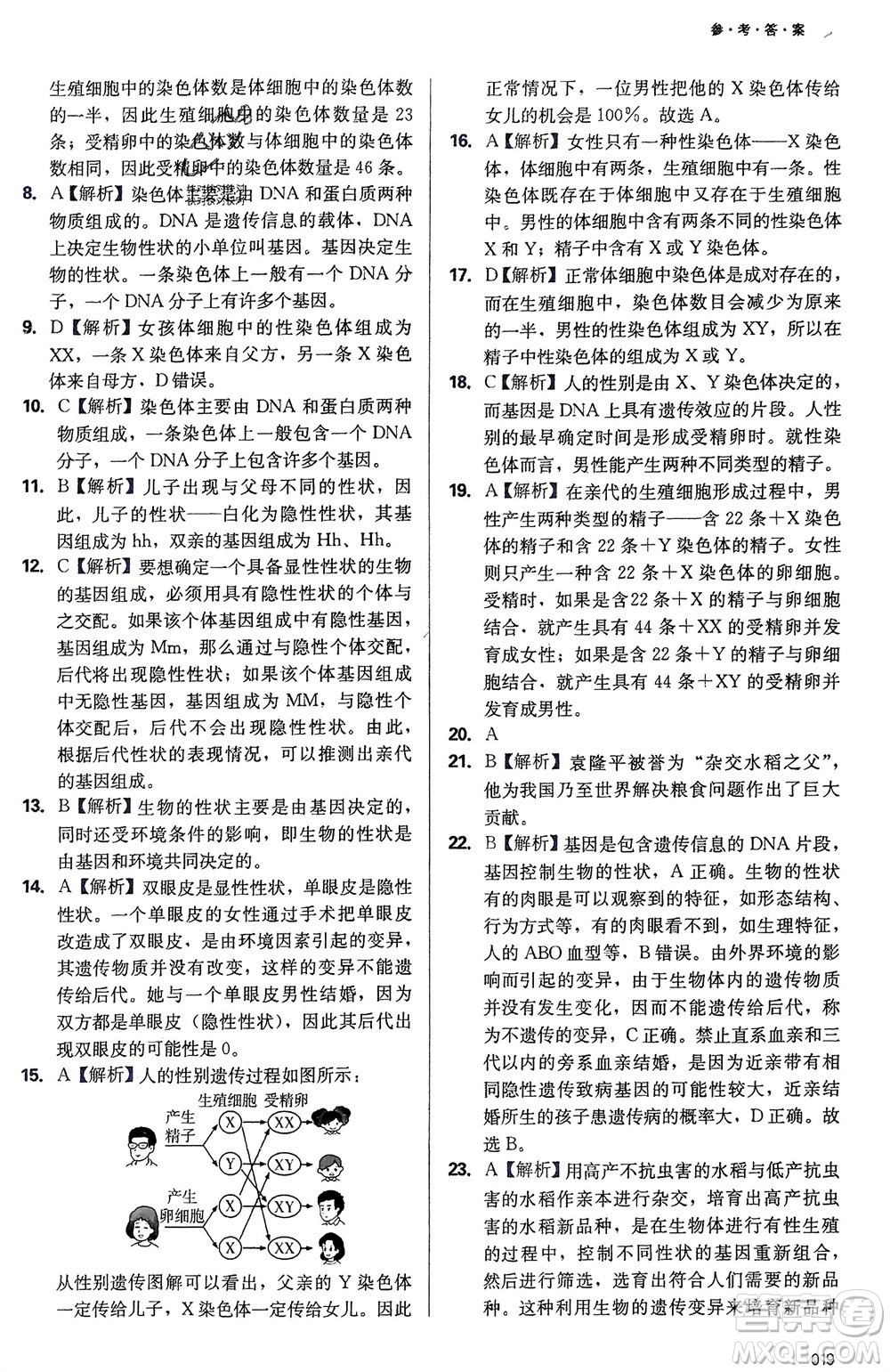 天津教育出版社2024年春學(xué)習(xí)質(zhì)量監(jiān)測(cè)八年級(jí)生物下冊(cè)人教版參考答案