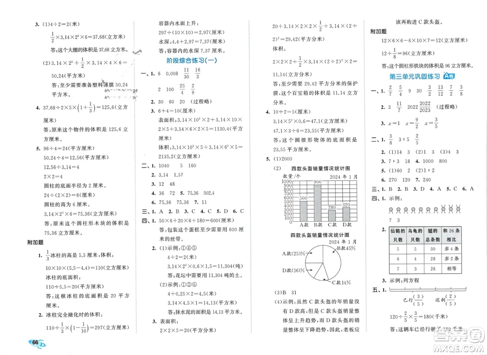 西安出版社2024年春53全優(yōu)卷六年級數(shù)學(xué)下冊蘇教版參考答案