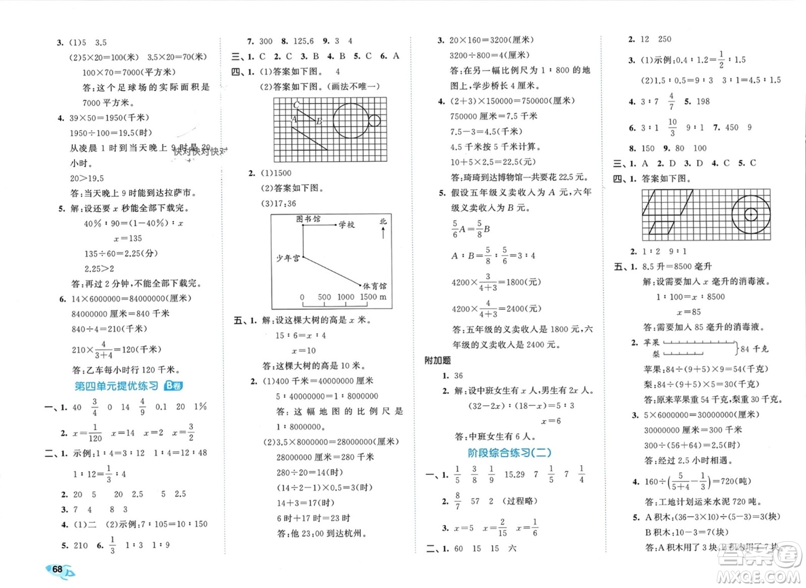 西安出版社2024年春53全優(yōu)卷六年級數(shù)學(xué)下冊蘇教版參考答案