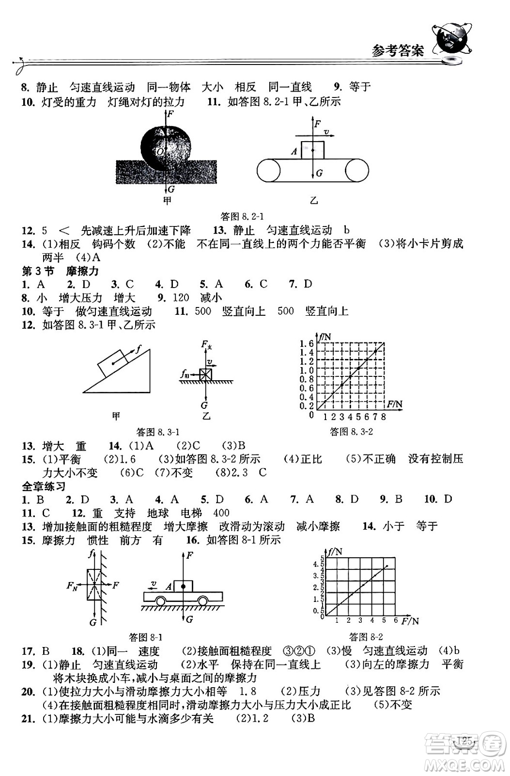 湖北教育出版社2024年春長江作業(yè)本同步練習(xí)冊(cè)八年級(jí)物理下冊(cè)人教版答案