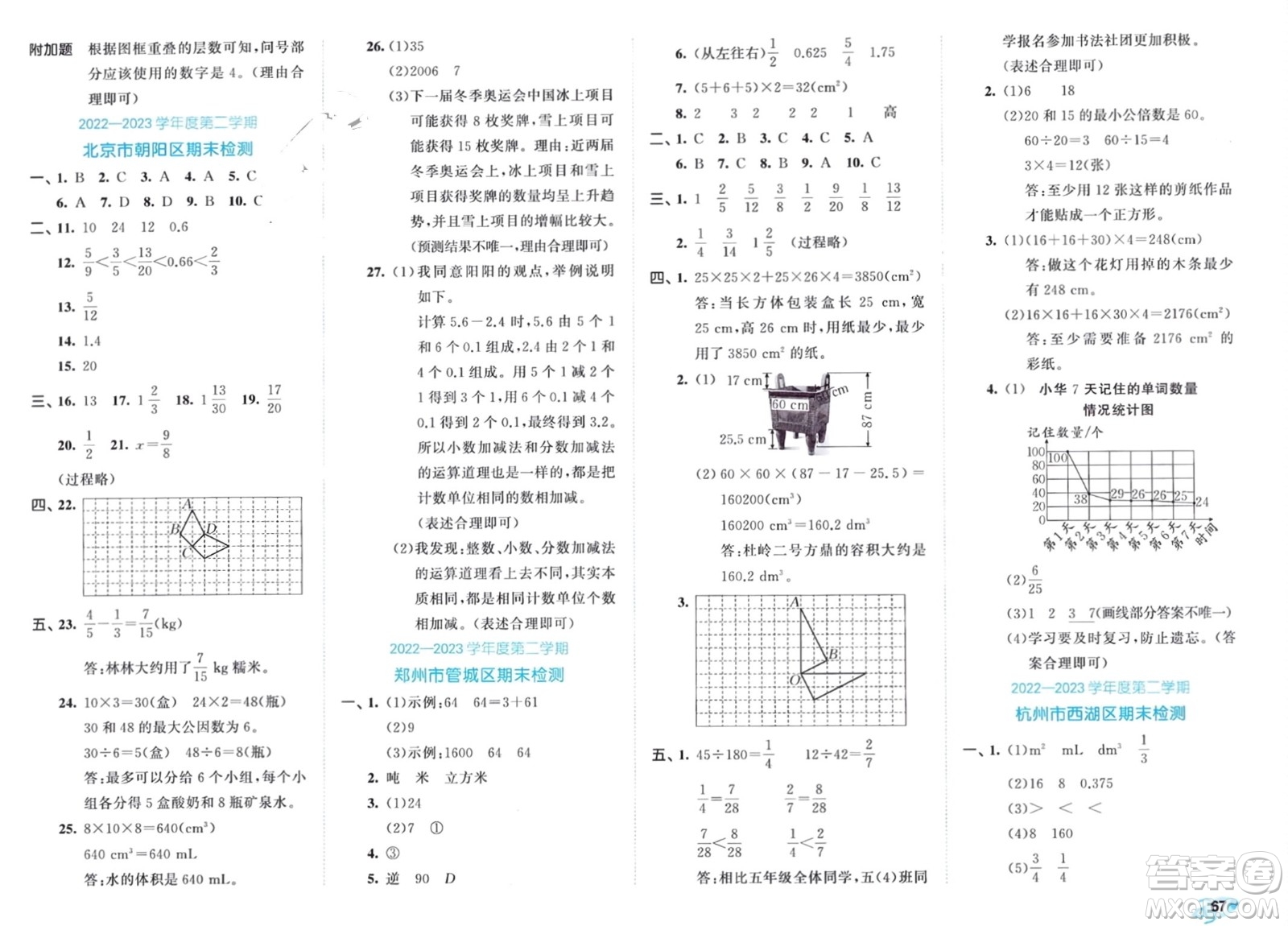 西安出版社2024年春53全優(yōu)卷五年級(jí)數(shù)學(xué)下冊(cè)人教版參考答案