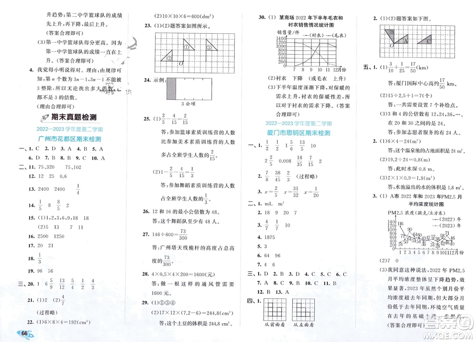 西安出版社2024年春53全優(yōu)卷五年級(jí)數(shù)學(xué)下冊(cè)人教版參考答案