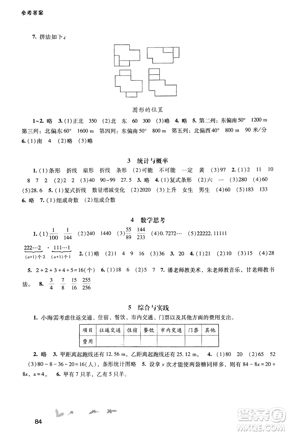 廣西師范大學出版社2024年春新課程學習輔導六年級數(shù)學下冊人教版參考答案