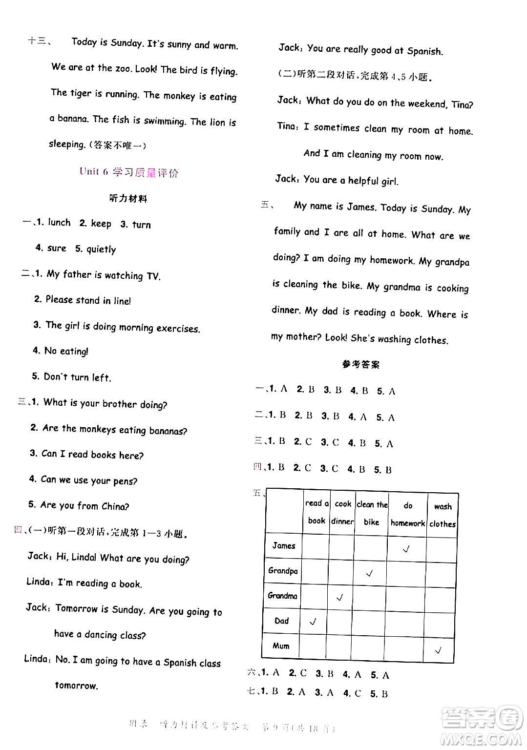 龍門書局2024年春黃岡小狀元達(dá)標(biāo)卷五年級(jí)英語下冊(cè)人教PEP版廣東專版答案