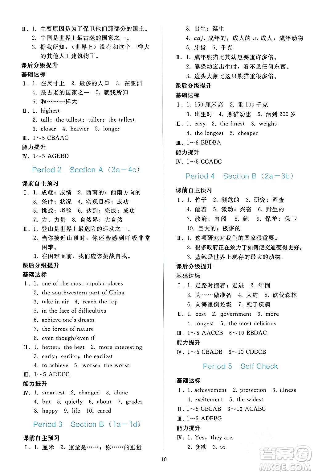 人民教育出版社2024年春同步輕松練習八年級英語下冊人教版答案