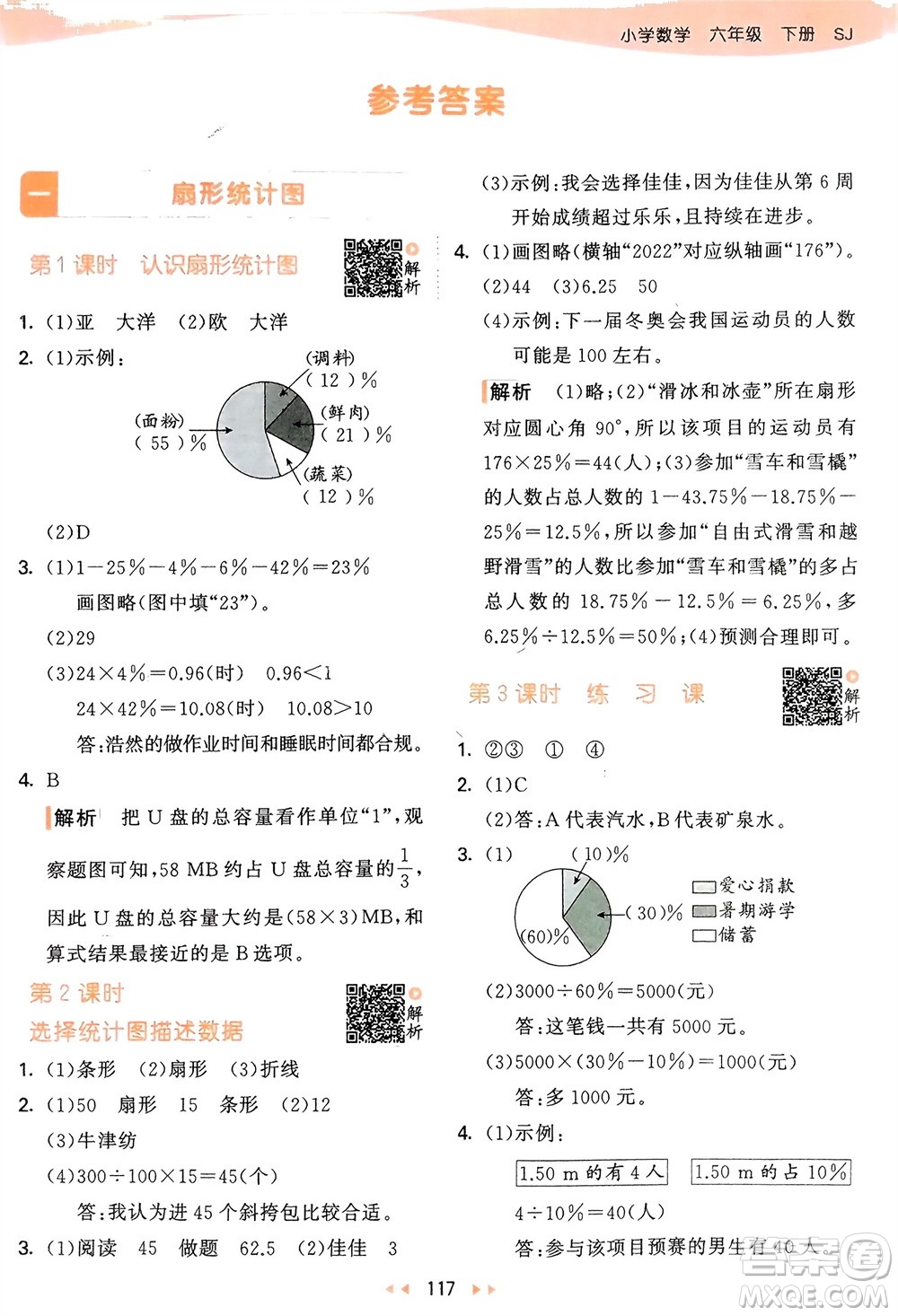 教育科學(xué)出版社2024年春53天天練六年級(jí)數(shù)學(xué)下冊(cè)蘇教版參考答案