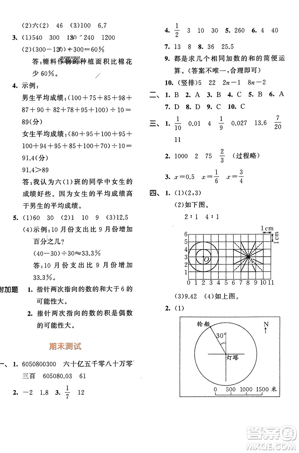 教育科學(xué)出版社2024年春53天天練六年級(jí)數(shù)學(xué)下冊(cè)蘇教版參考答案