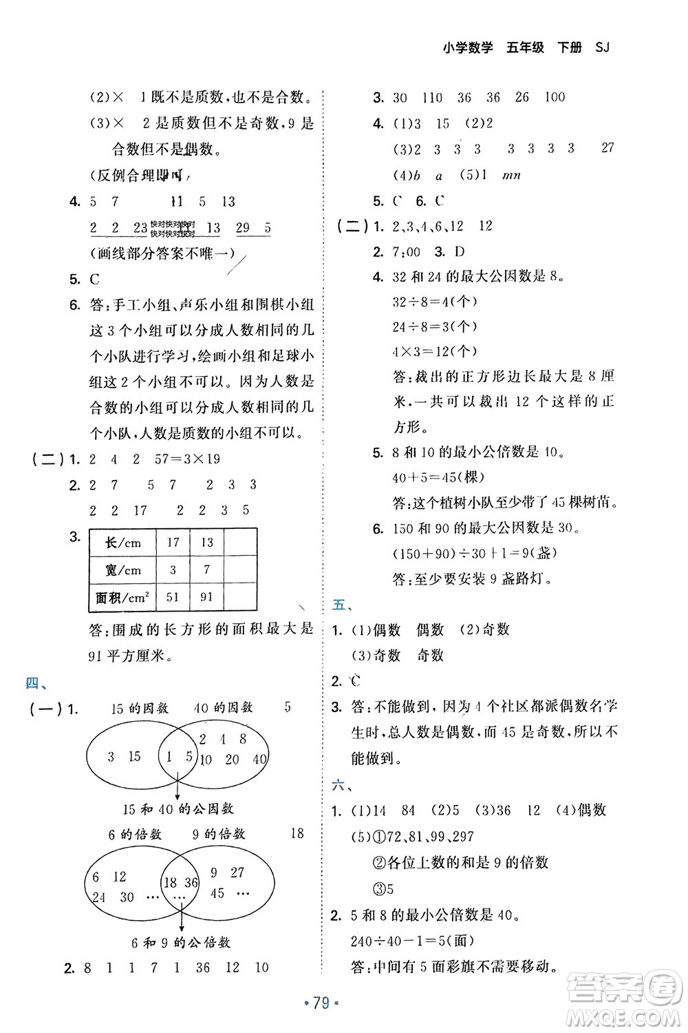 首都師范大學(xué)出版社2024年春53單元歸類復(fù)習(xí)五年級數(shù)學(xué)下冊蘇教版參考答案