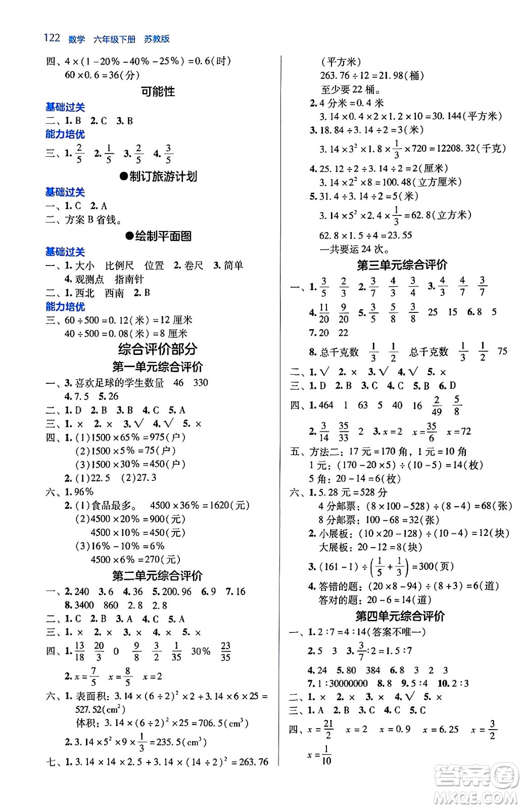 湖南教育出版社2024年春學(xué)法大視野六年級(jí)數(shù)學(xué)下冊(cè)蘇教版答案