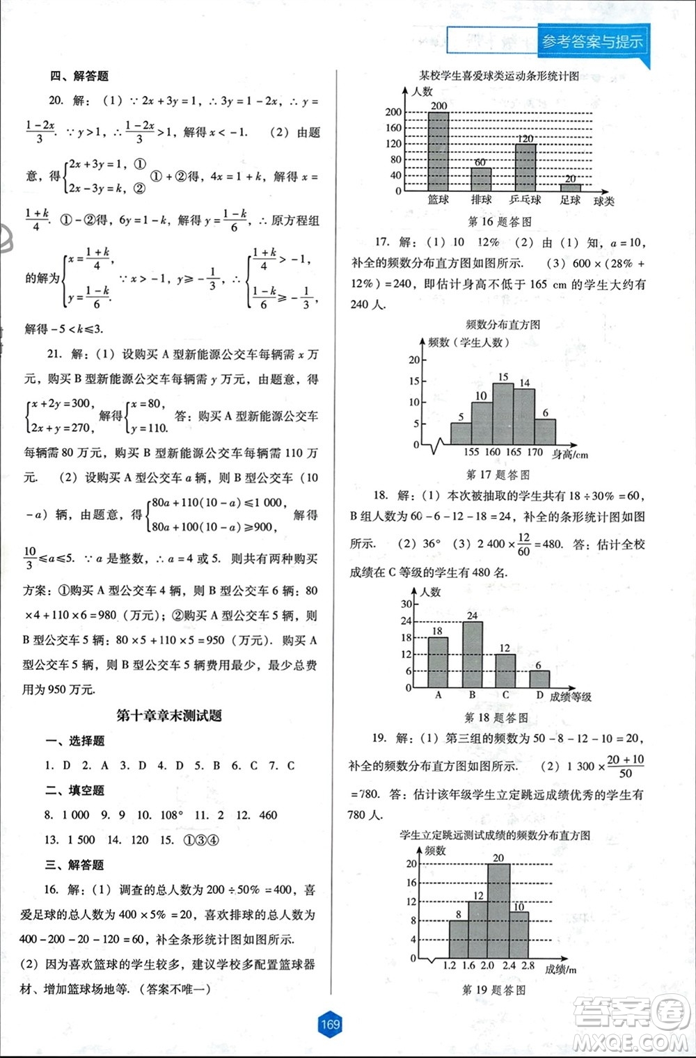 遼海出版社2024年春新課程能力培養(yǎng)七年級數(shù)學下冊人教版D版大連專版參考答案