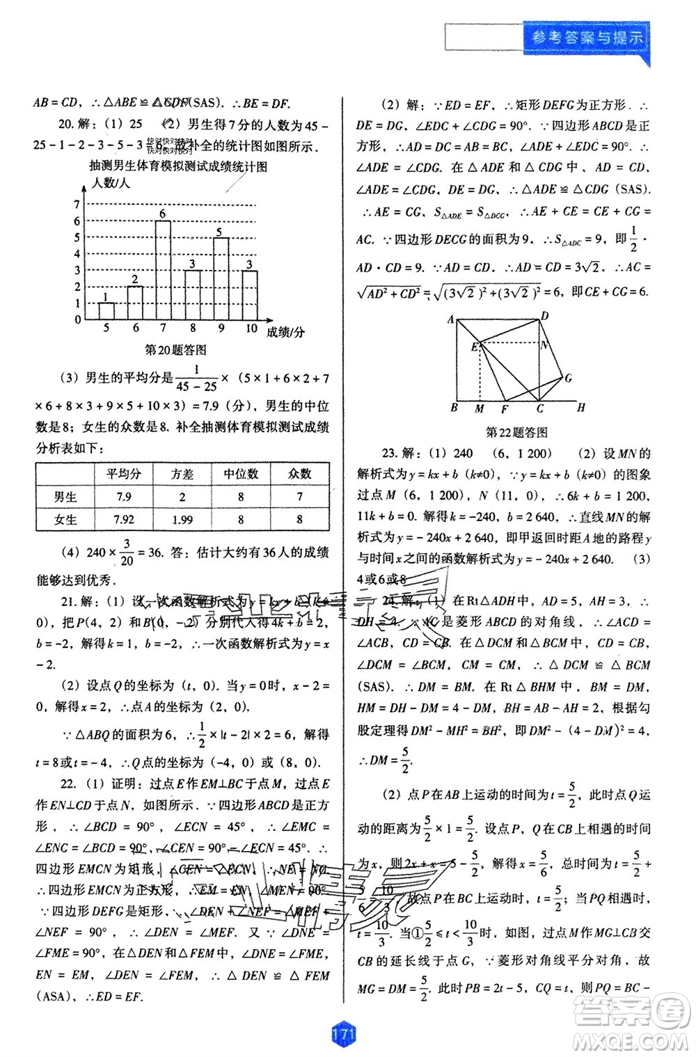 遼海出版社2024年春新課程能力培養(yǎng)八年級(jí)數(shù)學(xué)下冊(cè)人教版D版大連專版參考答案