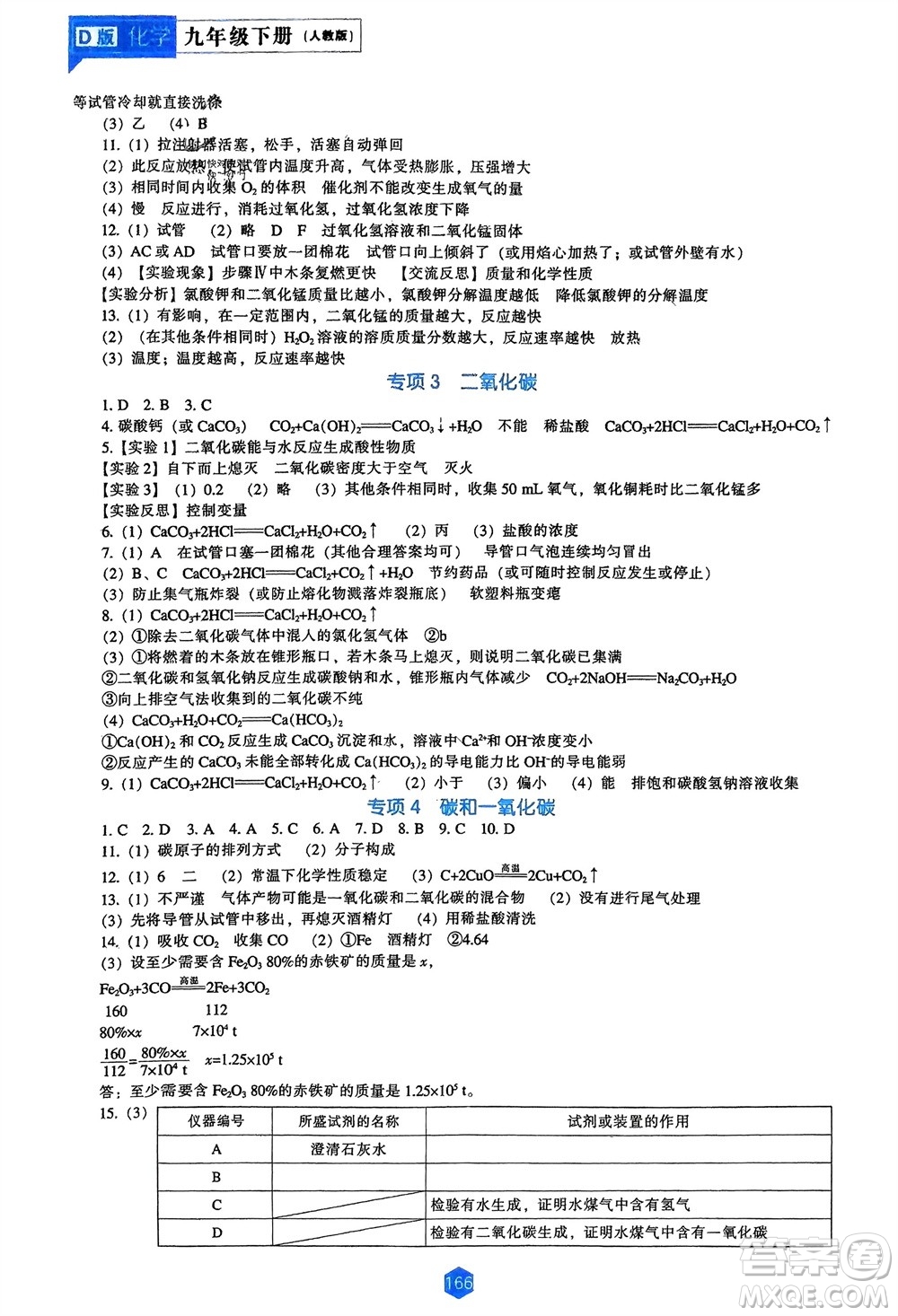 遼海出版社2024年春新課程能力培養(yǎng)九年級(jí)化學(xué)下冊(cè)人教版D版大連專(zhuān)版參考答案