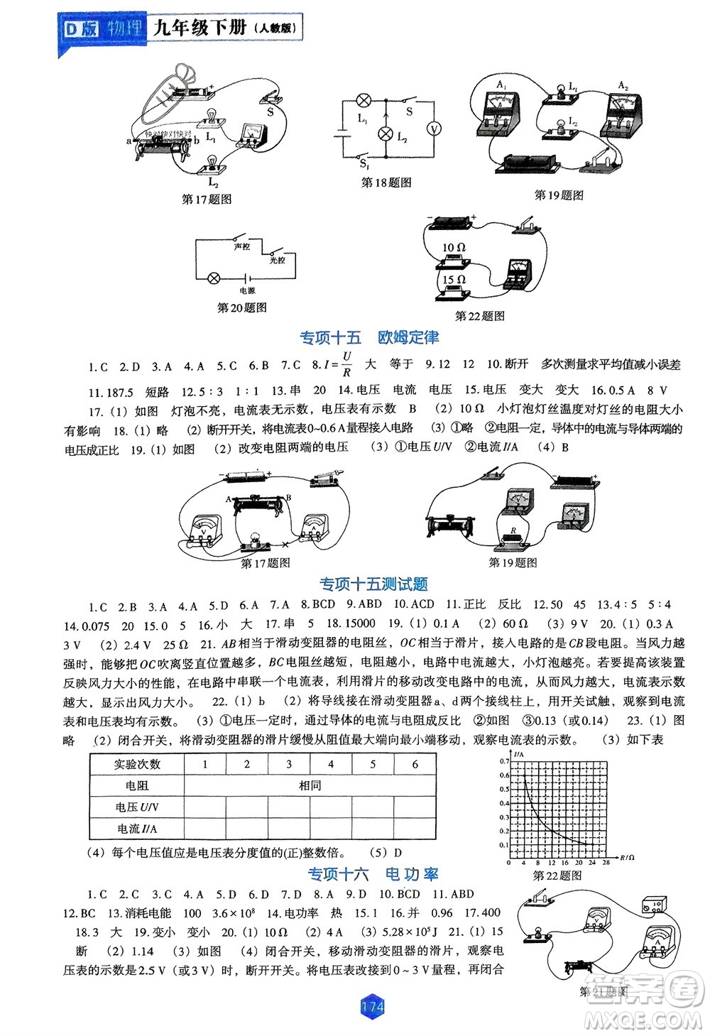 遼海出版社2024年春新課程能力培養(yǎng)九年級(jí)物理下冊(cè)人教版D版大連專版參考答案