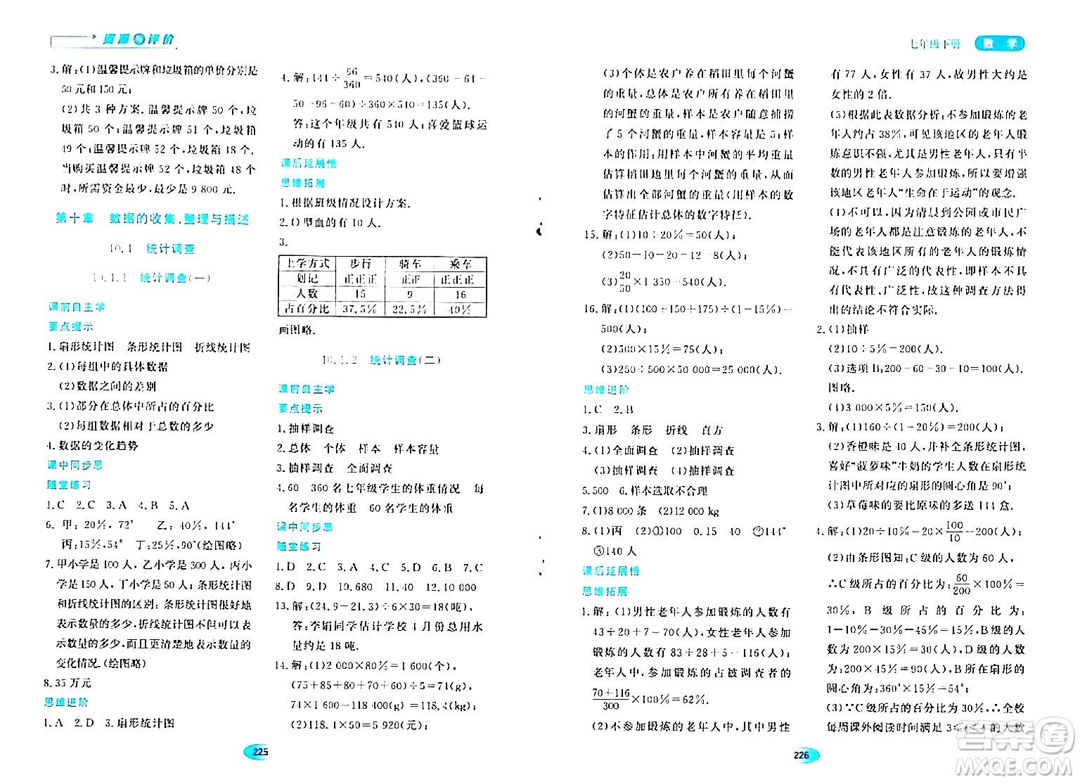 黑龍江教育出版社2024年春資源與評(píng)價(jià)七年級(jí)數(shù)學(xué)下冊(cè)人教版答案