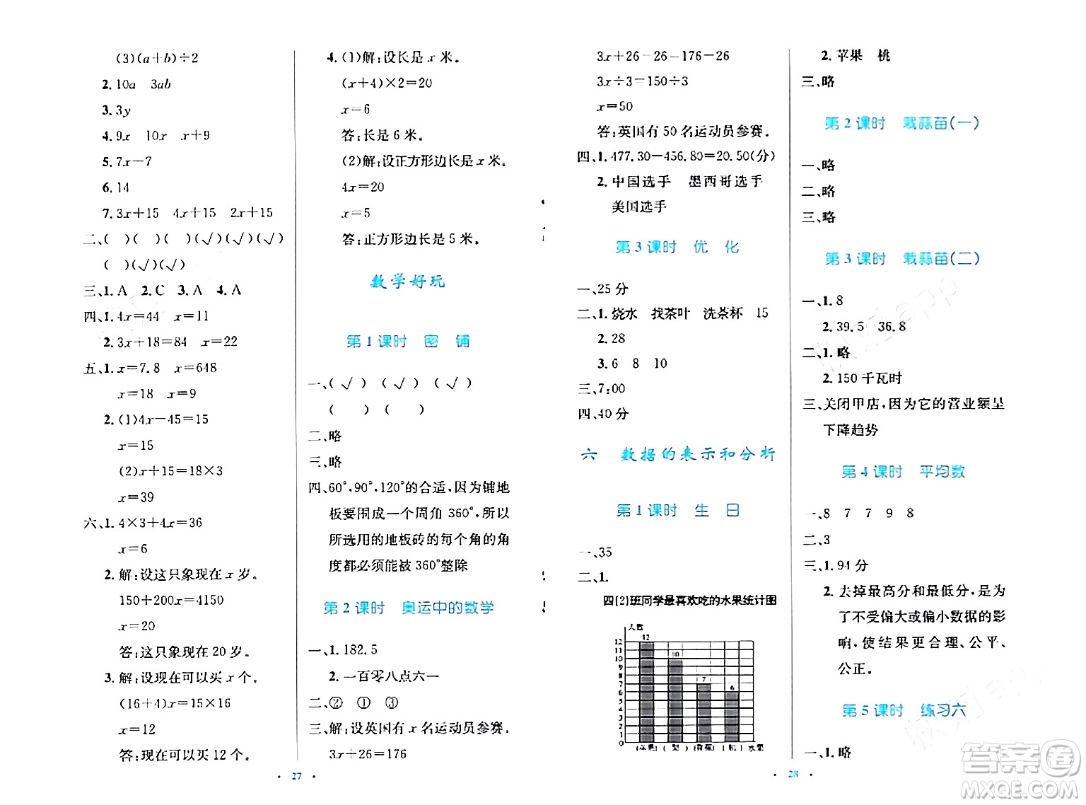 北京師范大學(xué)出版社2024年春小學(xué)同步測控優(yōu)化設(shè)計(jì)四年級(jí)數(shù)學(xué)下冊(cè)北師大版答案